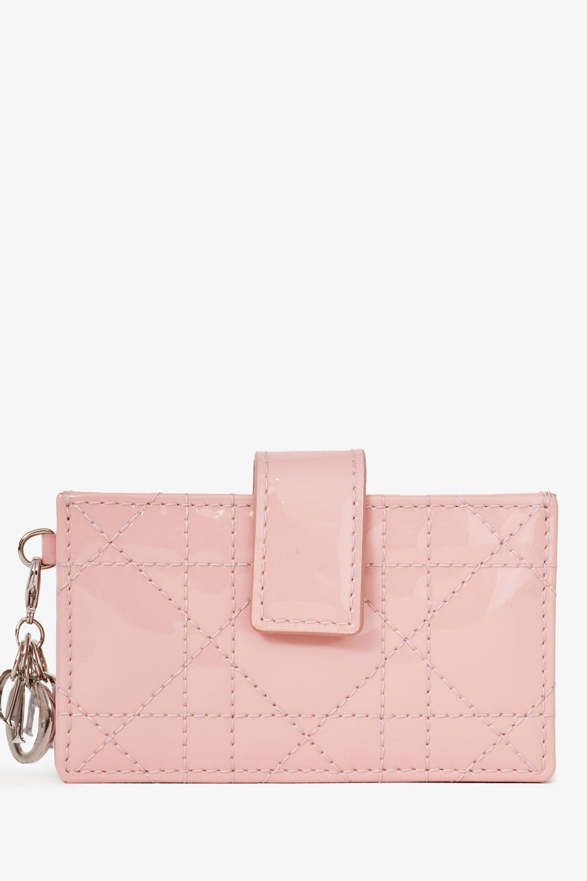 Christian Dior 2019 Pink Patent Leather Lady Dior Jasmine Card Holder