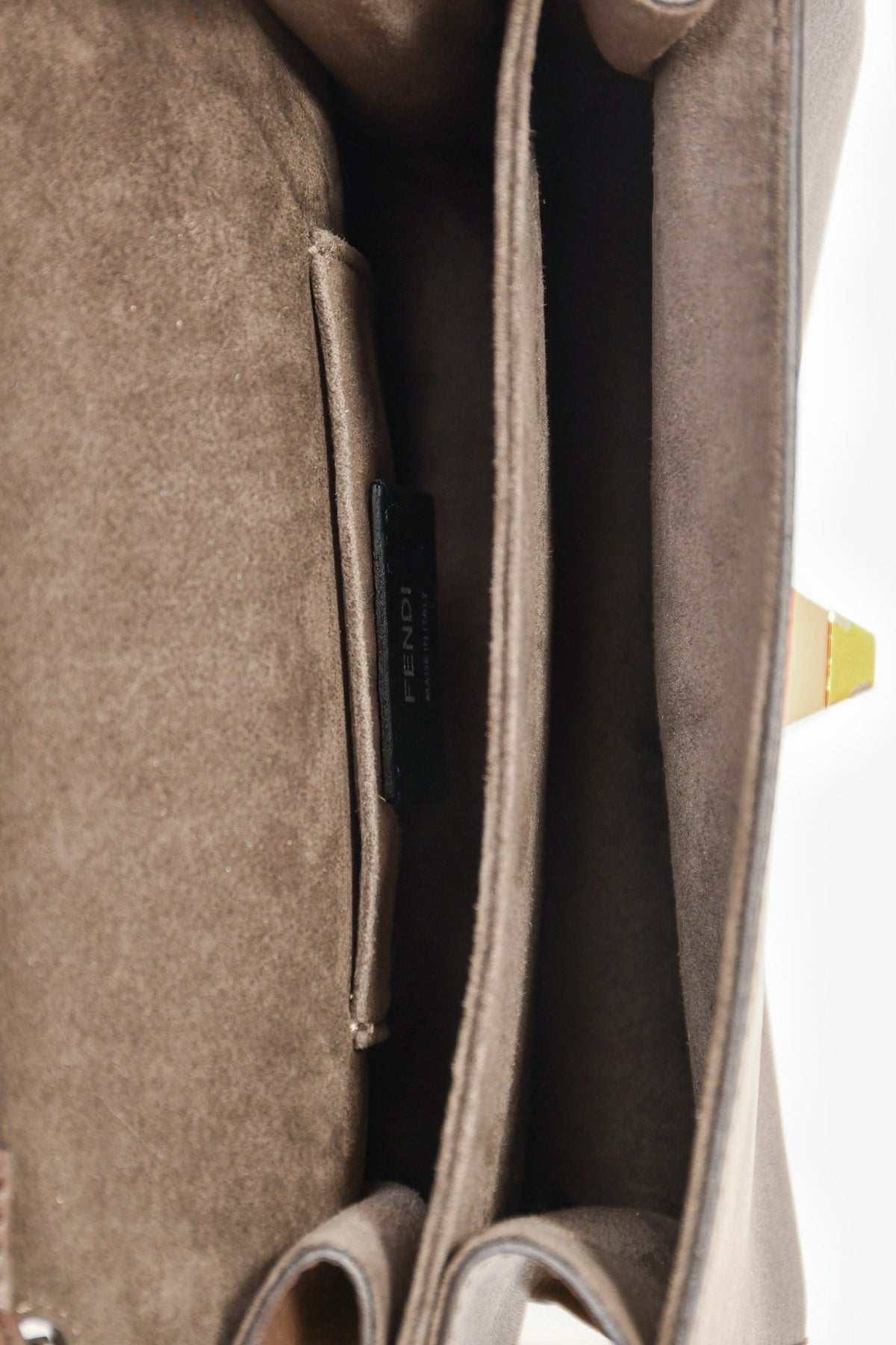 Fendi Brown Leather Small 'Kan I' Chain Crossbody