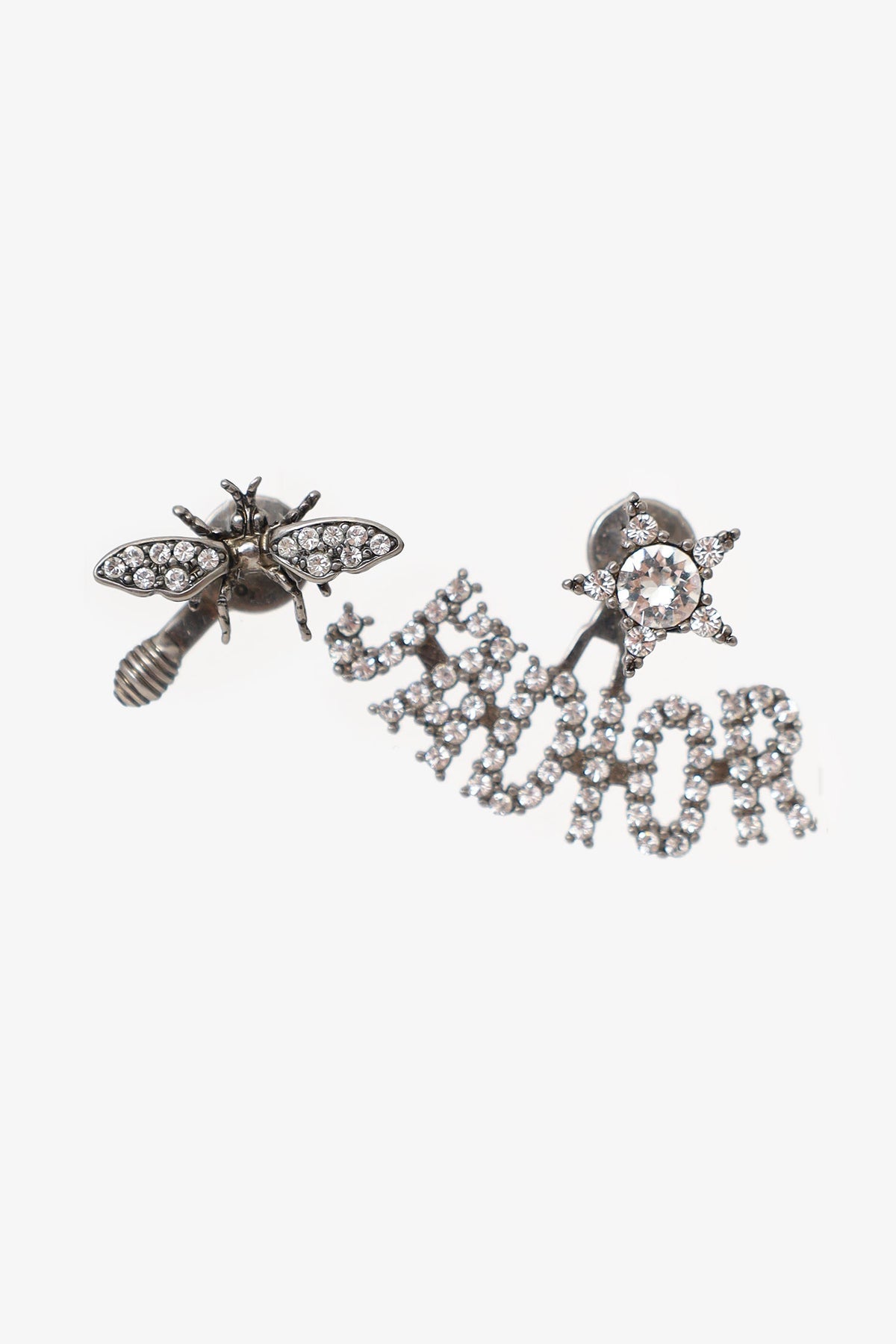 Christian Dior Silver Tone Crystal J'Adior Mismatched Earrings