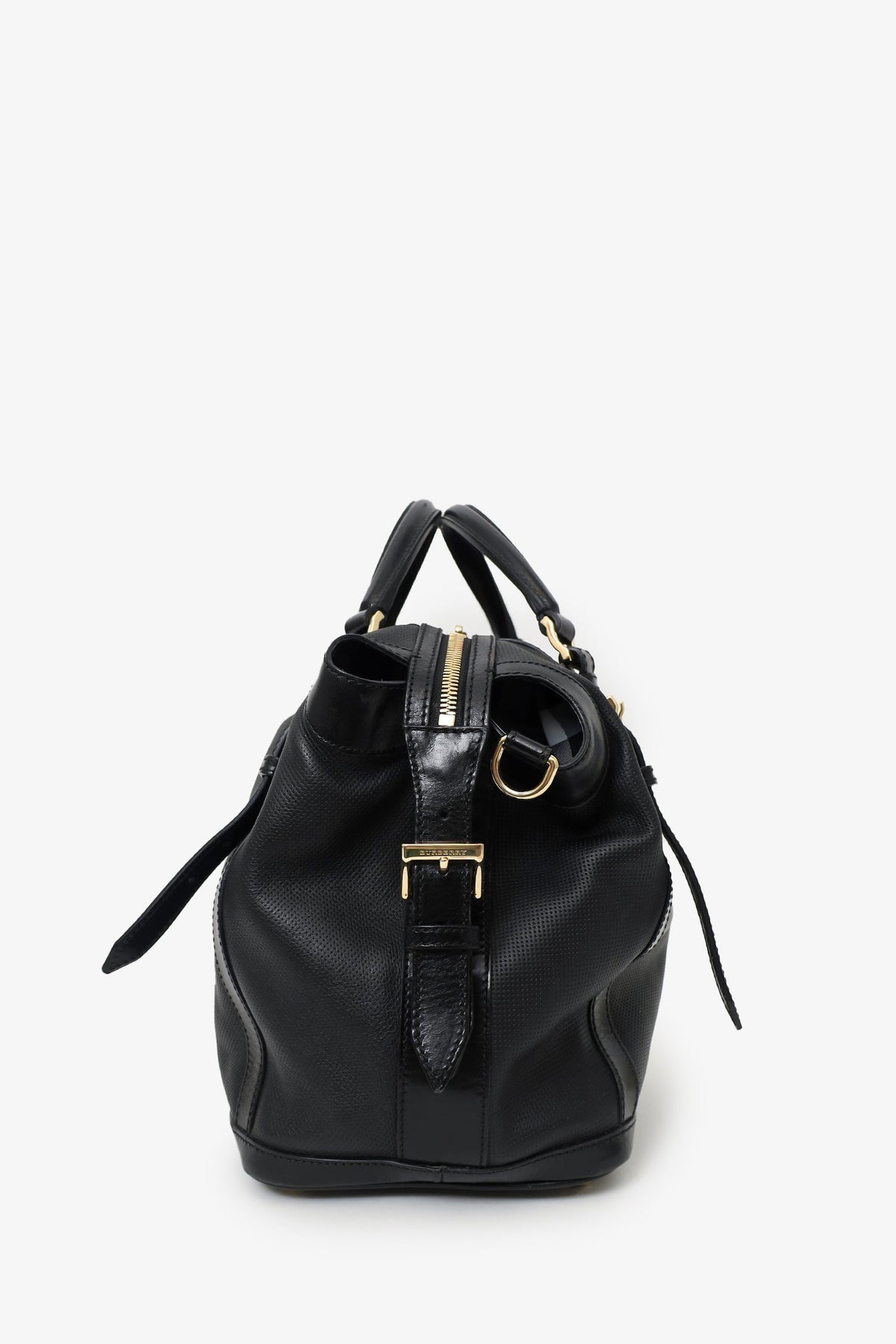 Burberry Black Perforated Leather 'Ellers' Bag with Strap