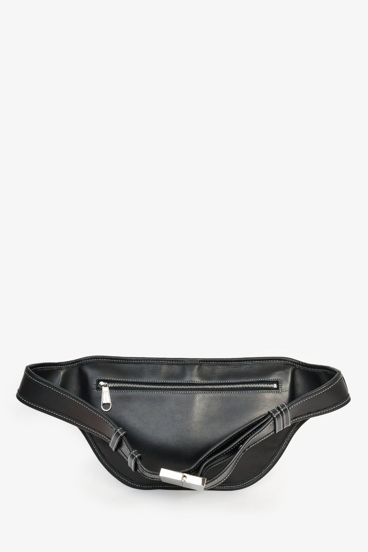 Burberry Black Leather White Contrast Stitch 'Brummell' Belt Bag