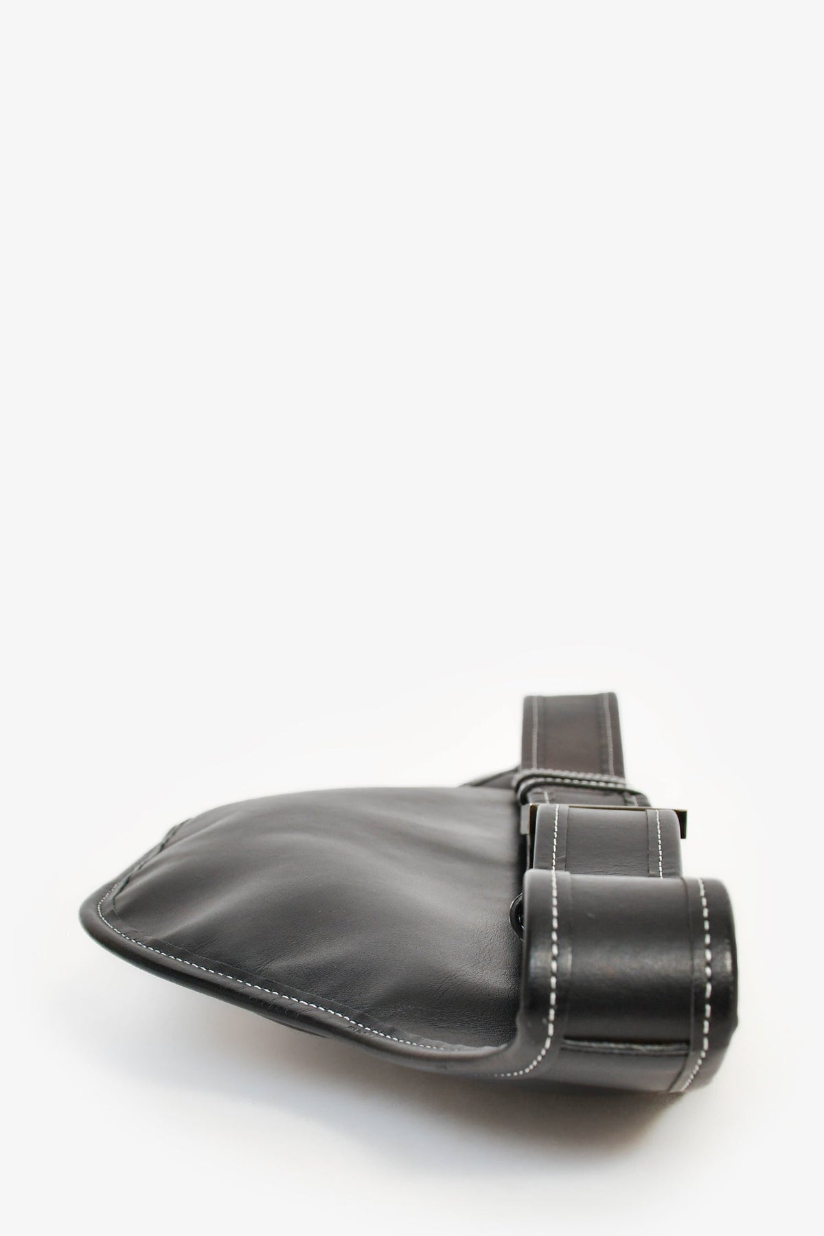 Burberry Black Leather White Contrast Stitch 'Brummell' Belt Bag