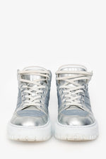Christian Dior Silver Metallic High Top D-Player Sneakers Size 40