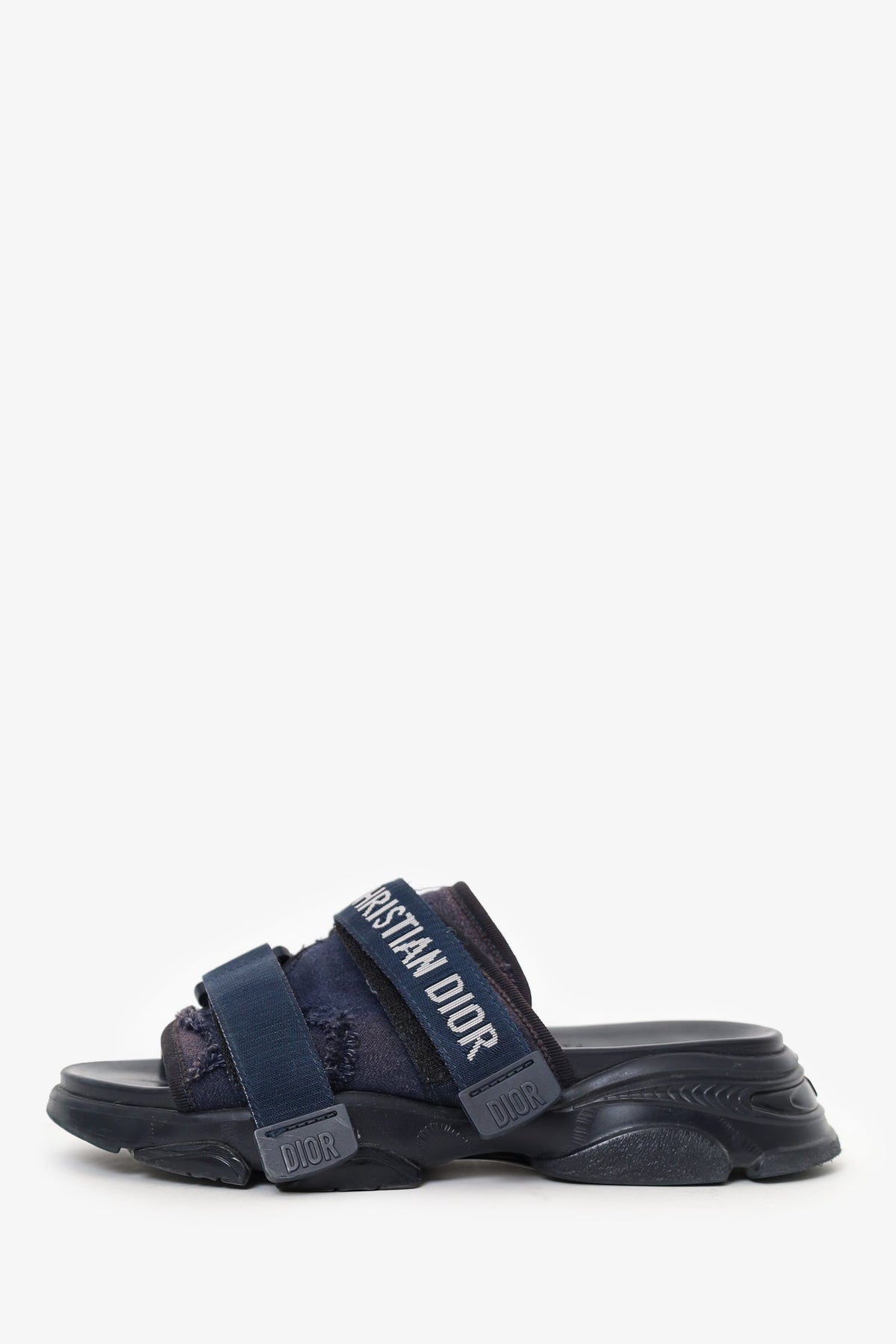 Christian Dior Navy J'Adior Velcro Slides Size 36