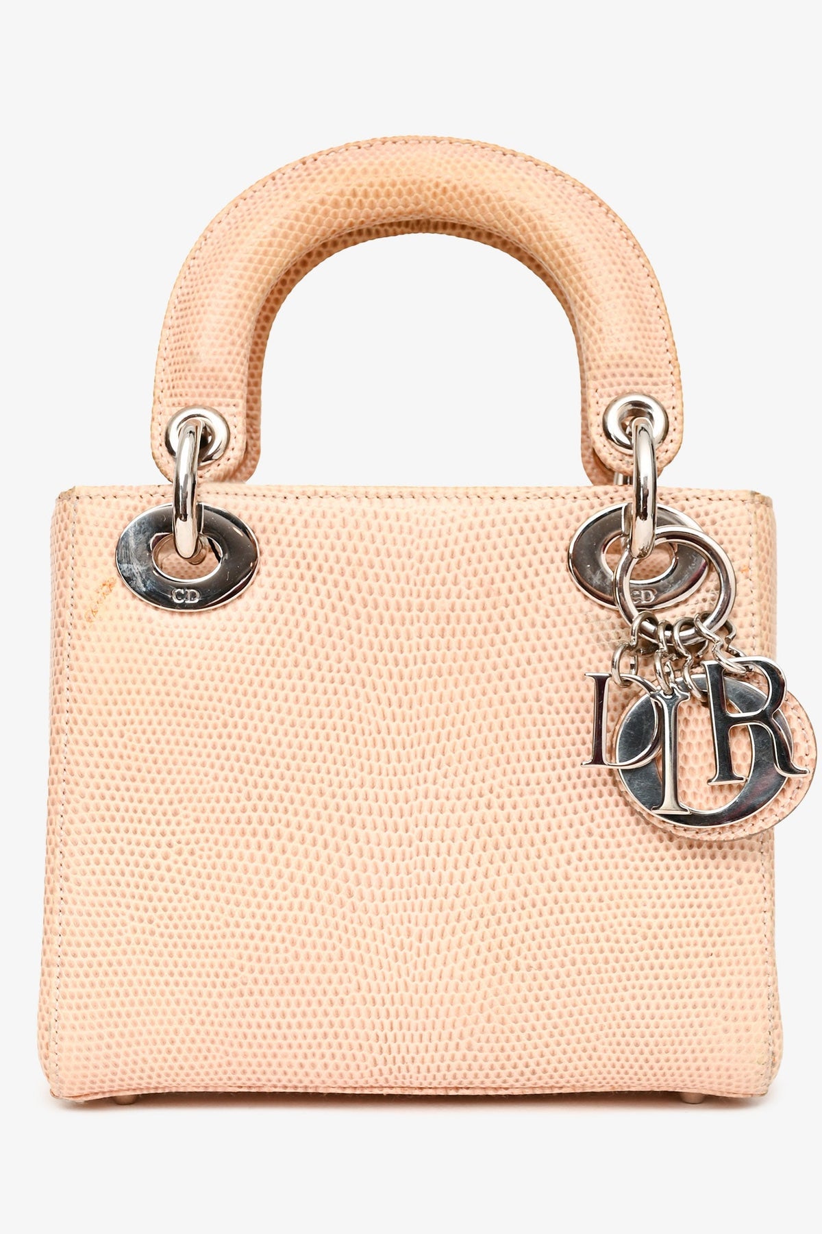 Christian Dior 2017 Beige Lizard Skin Mini Lady Dior with Strap SHW (As Is)