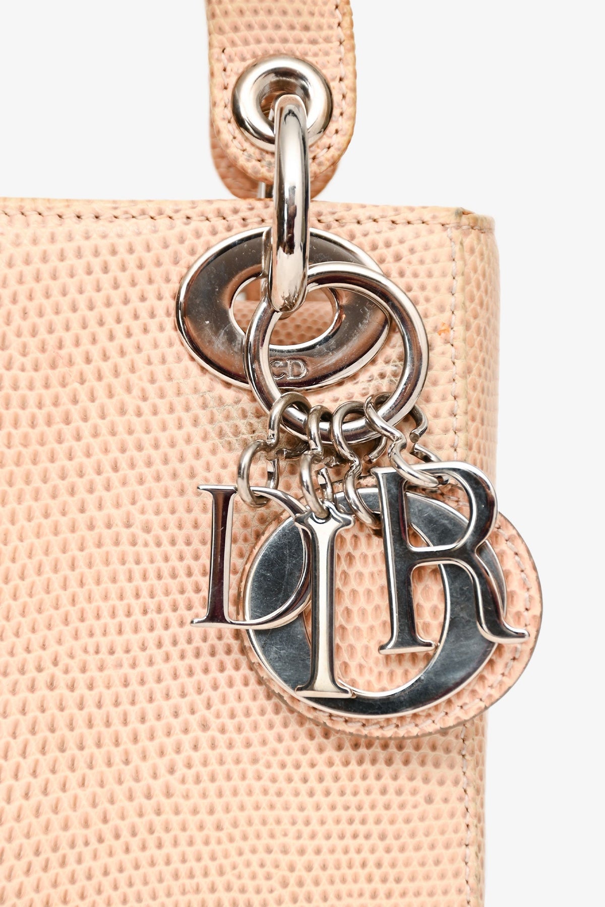 Christian Dior 2017 Beige Lizard Skin Mini Lady Dior with Strap SHW (As Is)