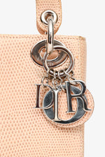 Christian Dior 2017 Beige Lizard Skin Mini Lady Dior with Strap SHW (As Is)