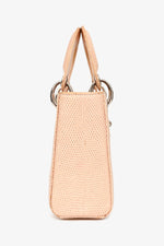 Christian Dior 2017 Beige Lizard Skin Mini Lady Dior with Strap SHW (As Is)