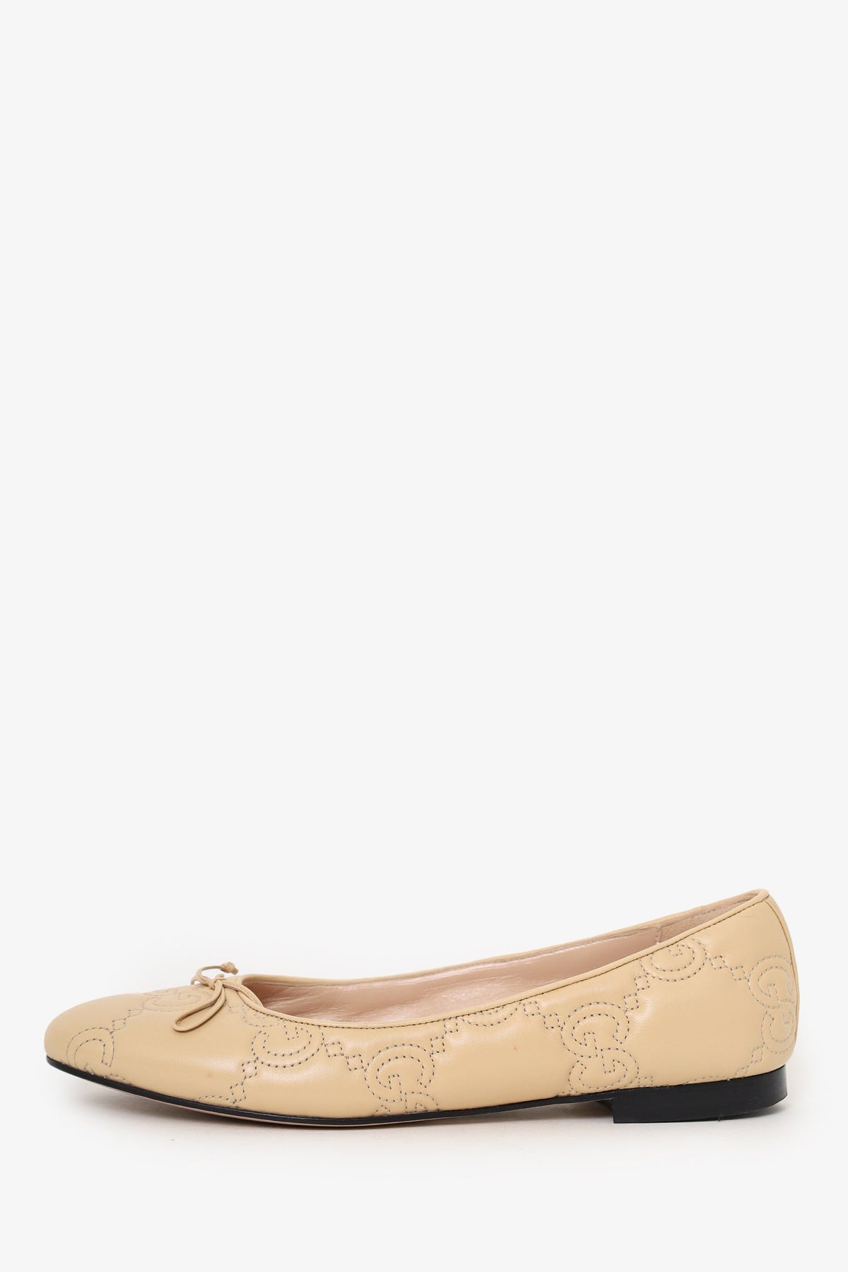 Gucci Beige Quilted GG Leather Ballet Flats Size 38.5