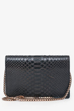 Balenciaga Dark Grey Python Leather City Wallet on Chain