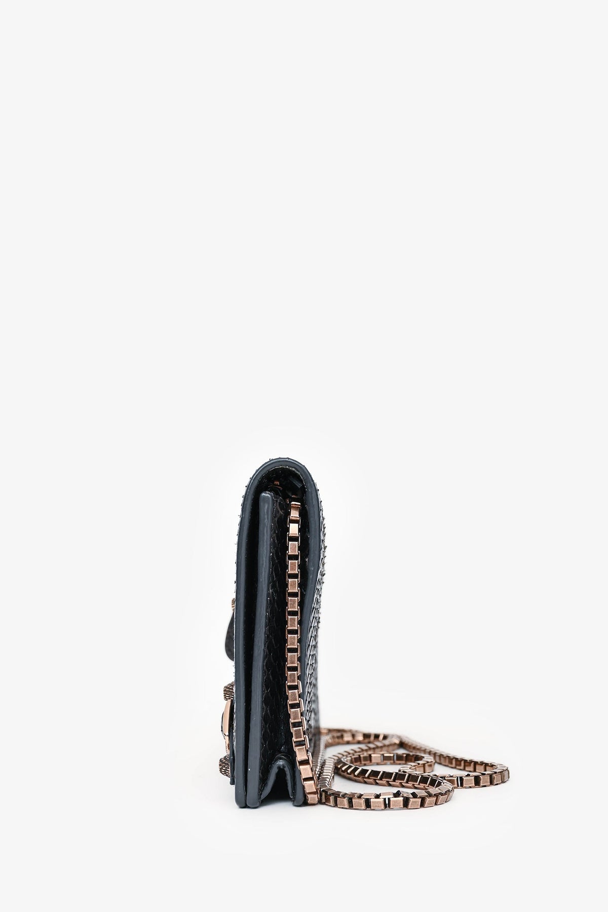 Balenciaga Dark Grey Python Leather City Wallet on Chain