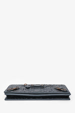 Balenciaga Dark Grey Python Leather City Wallet on Chain