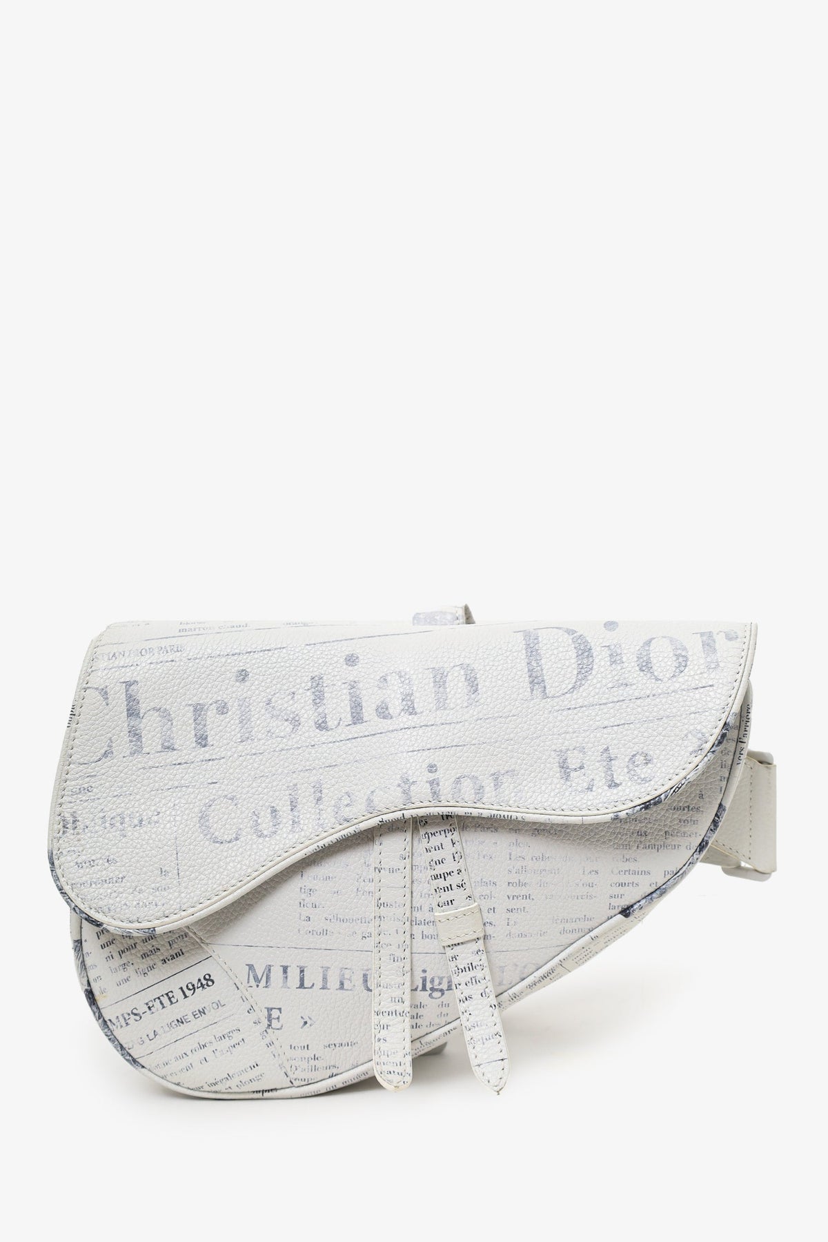 Christian Dior x Daniel Arsham 2019 White/Grey Newspaper Printed Saddle Bag