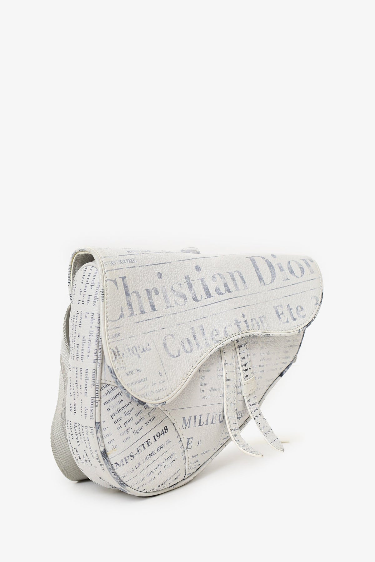 Christian Dior x Daniel Arsham 2019 White/Grey Newspaper Printed Saddle Bag