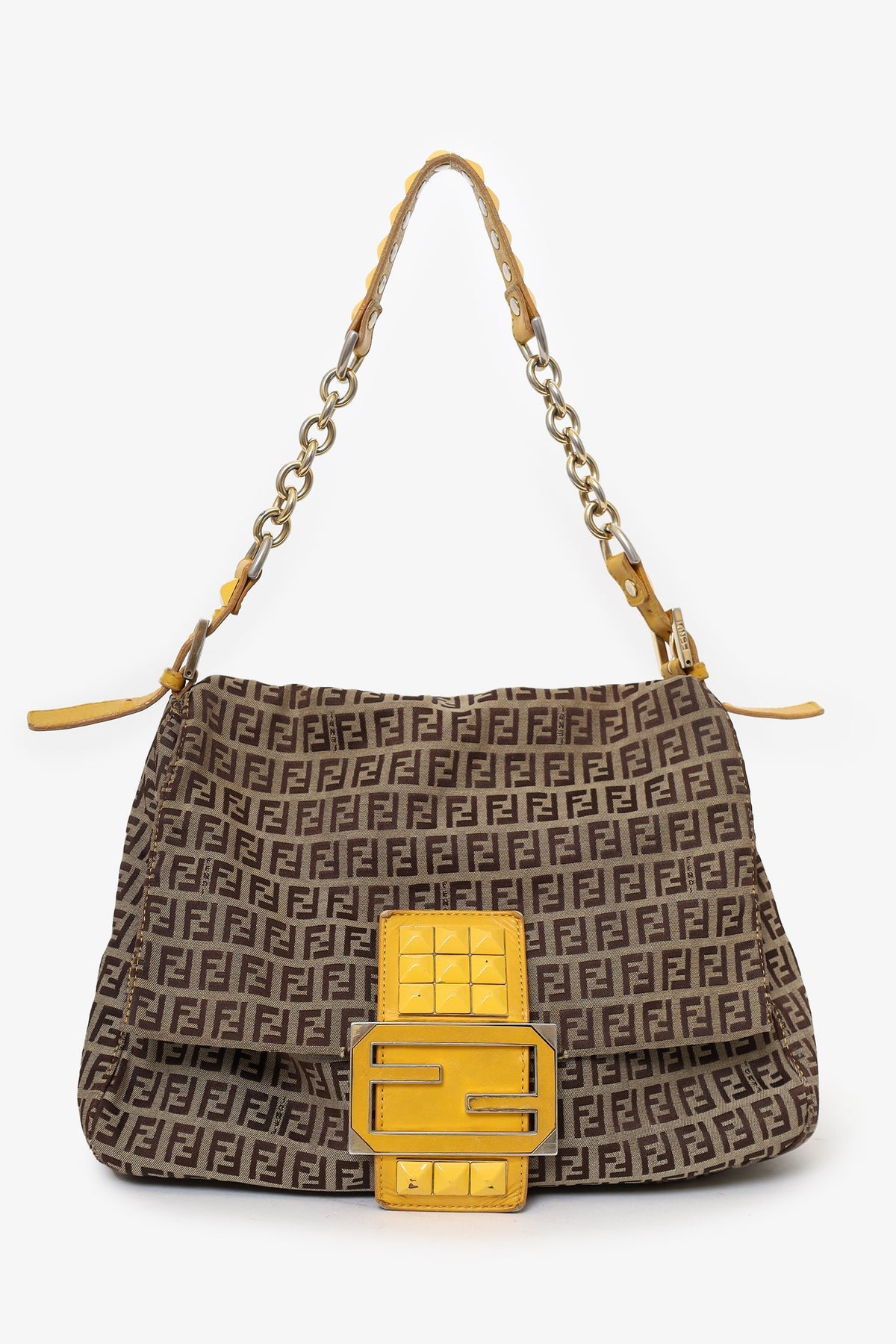 Fendi Brown Zucca Canvas Mama Baguette Chain Bag