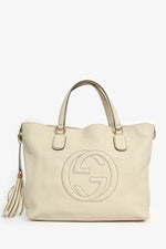 Gucci Cream Grained Leather Soho Large Tote Bag