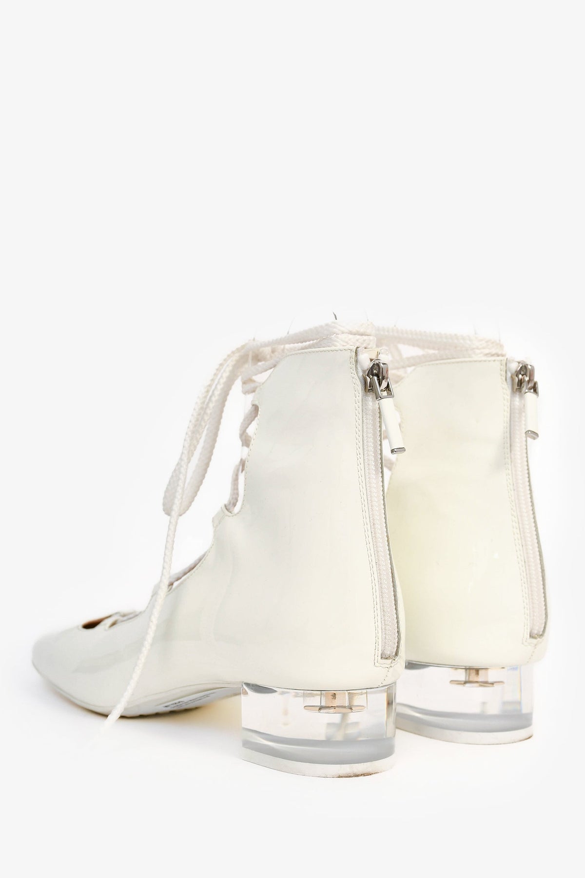 Christian Dior White Patent/Acrylic Heel Lace Up Shoes Size 39