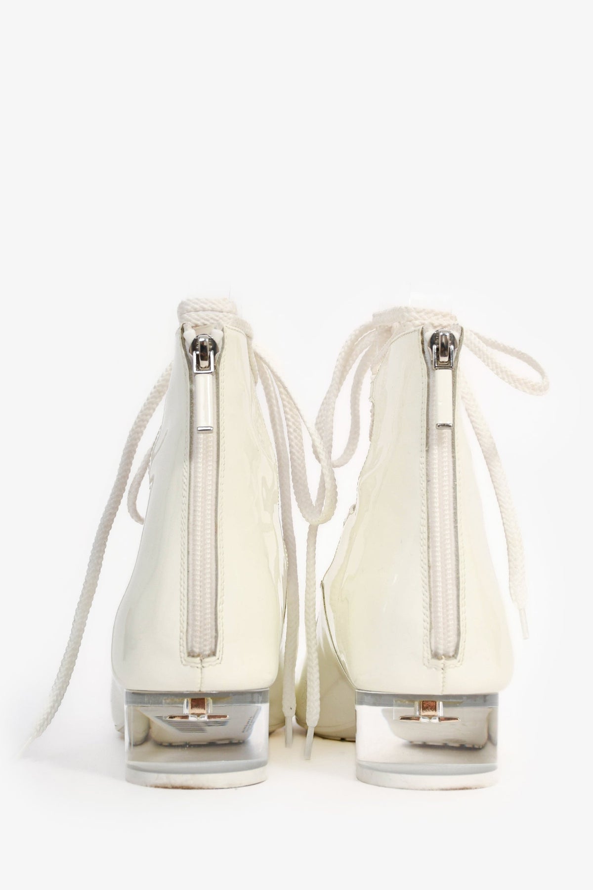 Christian Dior White Patent/Acrylic Heel Lace Up Shoes Size 39