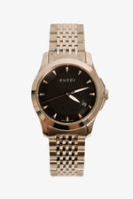 Gucci Stainless Steel Black Face Logo Watch