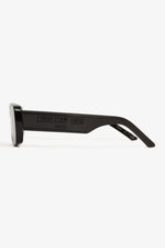 Christian Dior Black Acrylic Logo Rectangle Sunglasses