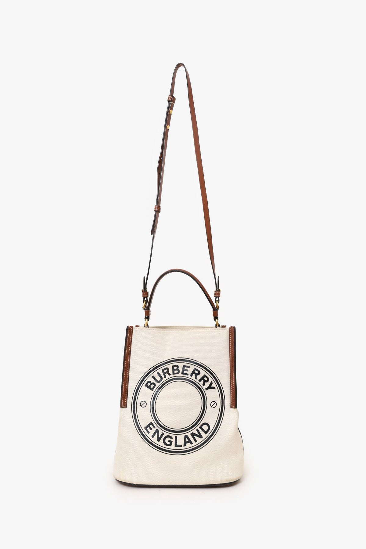 Burberry Off-White Canvas Small Peggy Bucket Bag
