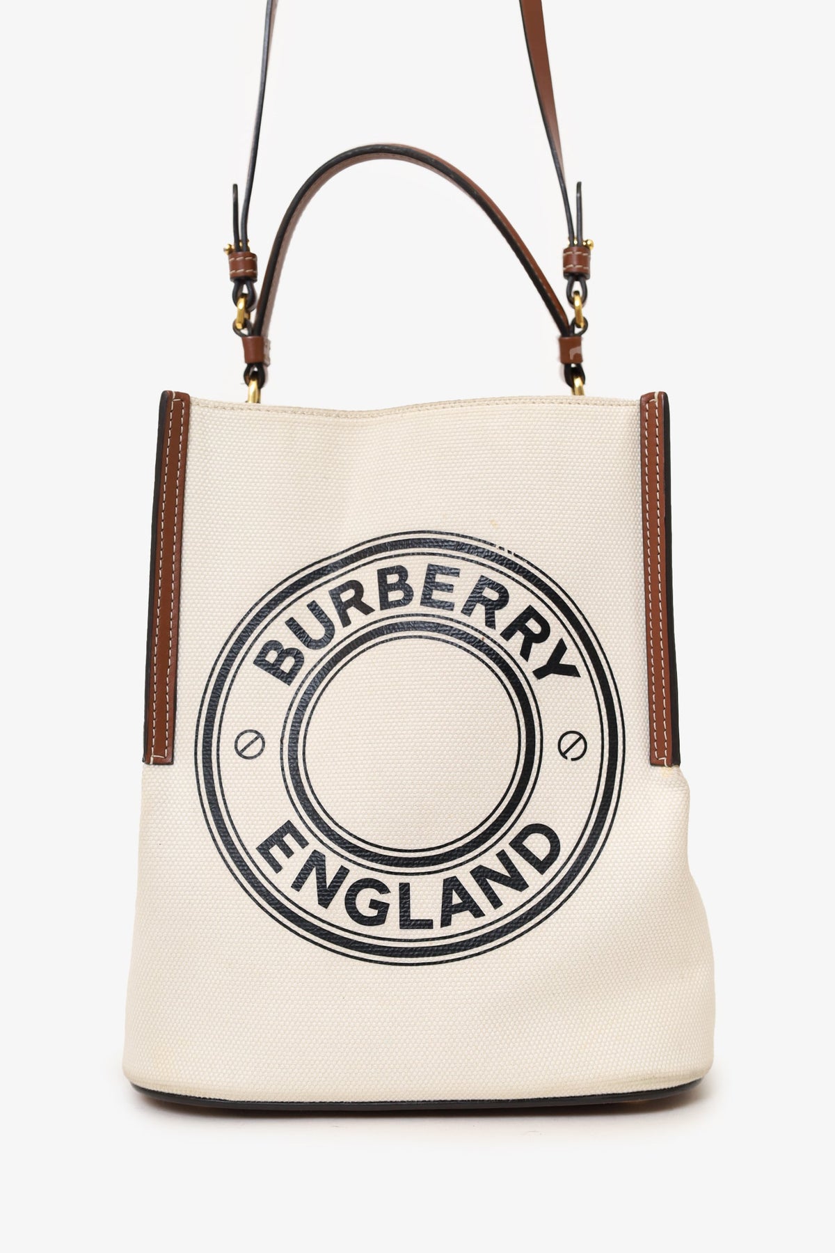 Burberry Off-White Canvas Small Peggy Bucket Bag