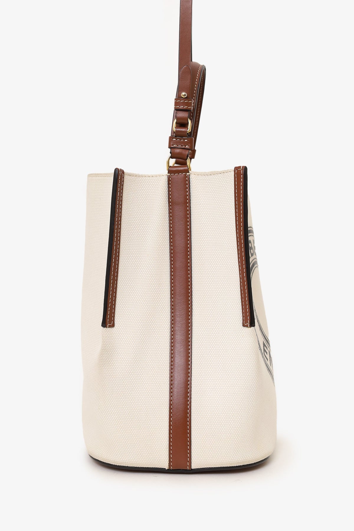 Burberry Off-White Canvas Small Peggy Bucket Bag
