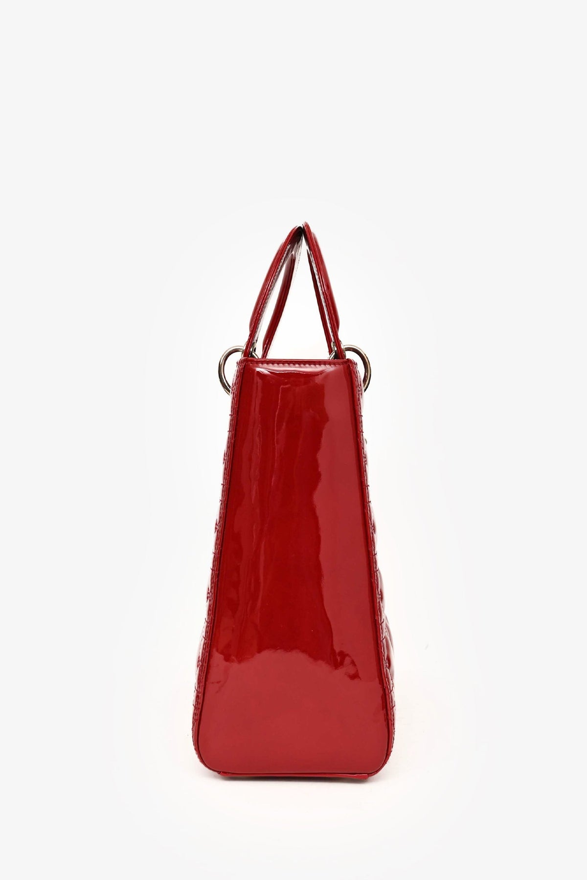 Christian Dior 2011 Red Patent Leather Large Lady Dior with Strap