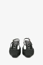 Gucci Black GG Logo Mesh Crystal Embellishments Slingback Pumps Size 37