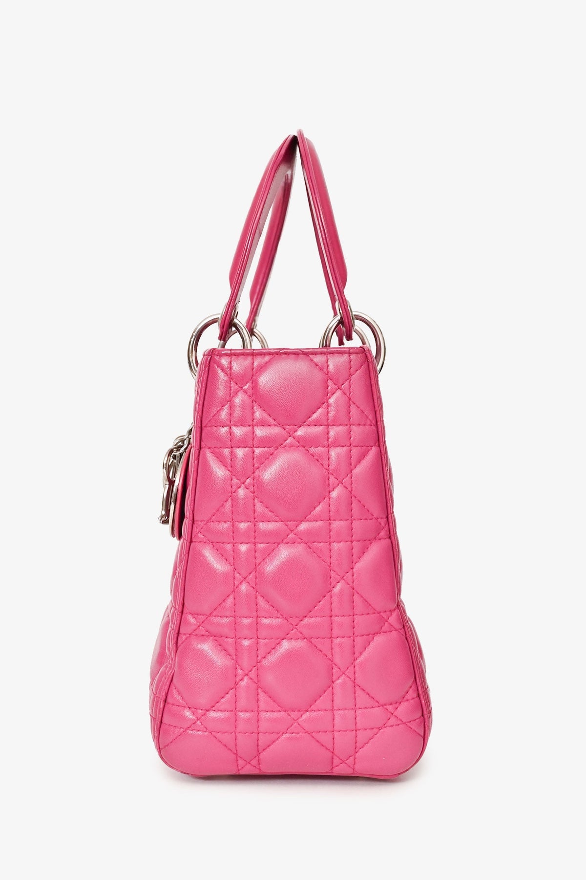 Christian Dior 2013 Pink Cannage Leather Lady Dior Top Handle with Strap