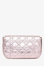 Christian Dior 2014 Pink Metallic Cannage Leather 'Miss Dior' Wallet on Chain
