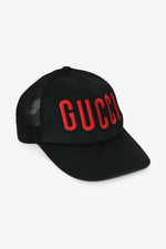 Gucci Black/Red Logo Embroidered Baseball Hat Size M