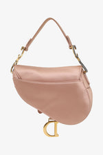 Dior 2019 Pink Satin Crystal Embellished Mini Saddle Bag
