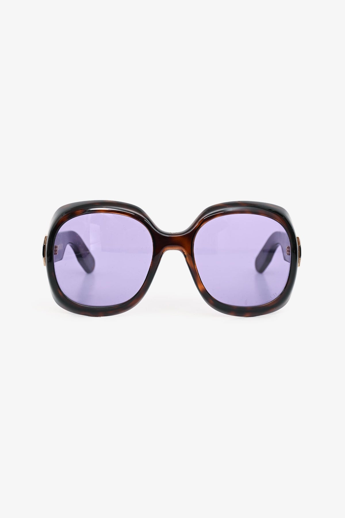 Christian Dior Brown Tortoiseshell 'Lady' Oversized Sunglasses