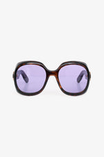 Christian Dior Brown Tortoiseshell 'Lady' Oversized Sunglasses