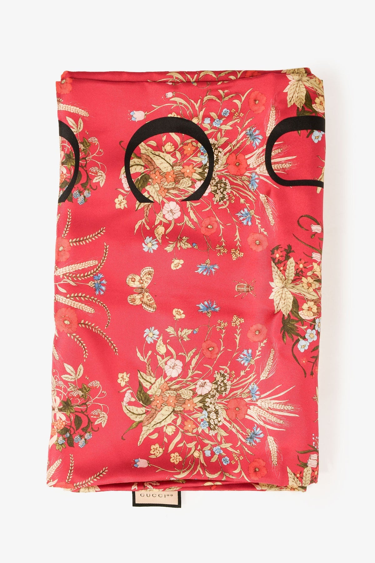 Gucci Burgundy/Cream Floral Silk Rectangle Scarf