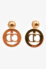 Christian Dior Gold Tone Crystal Round Drop Earrings