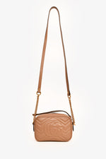 Gucci Beige GG Quilted Chevron Leather Marmont Mini Camera Bag