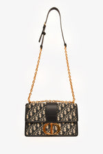 Christian Dior 2023 Navy Leather/Oblique 30 Montaigne Chain Bag