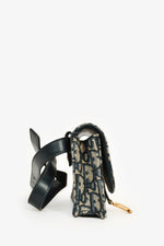Christian Dior 2022 Blue Coated Canvas Oblique Logo Belt Bag