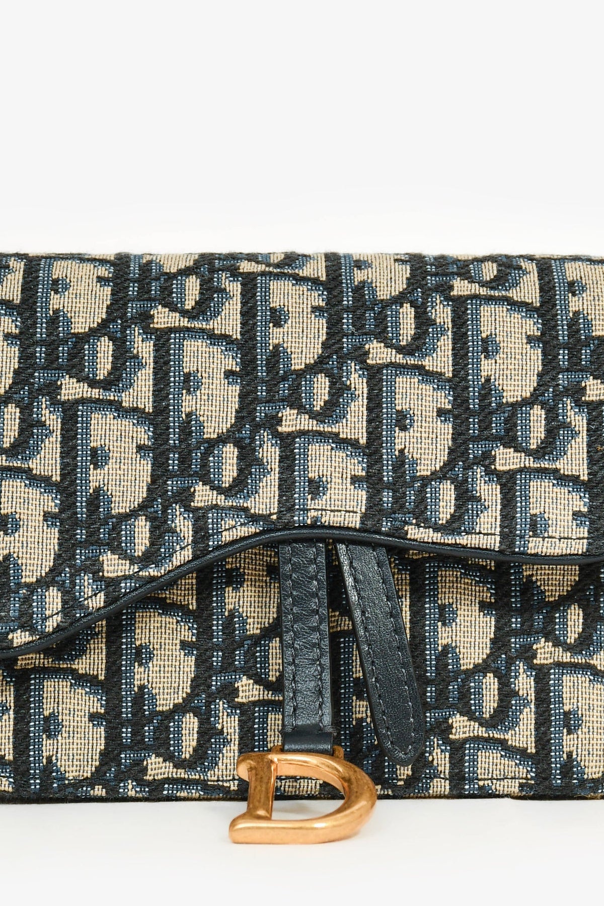 Christian Dior 2022 Blue Coated Canvas Oblique Logo Belt Bag