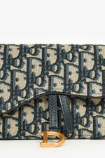 Christian Dior 2022 Blue Coated Canvas Oblique Logo Belt Bag