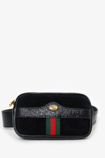 Gucci Black Suede Patent Web Ophidia Belt Bag