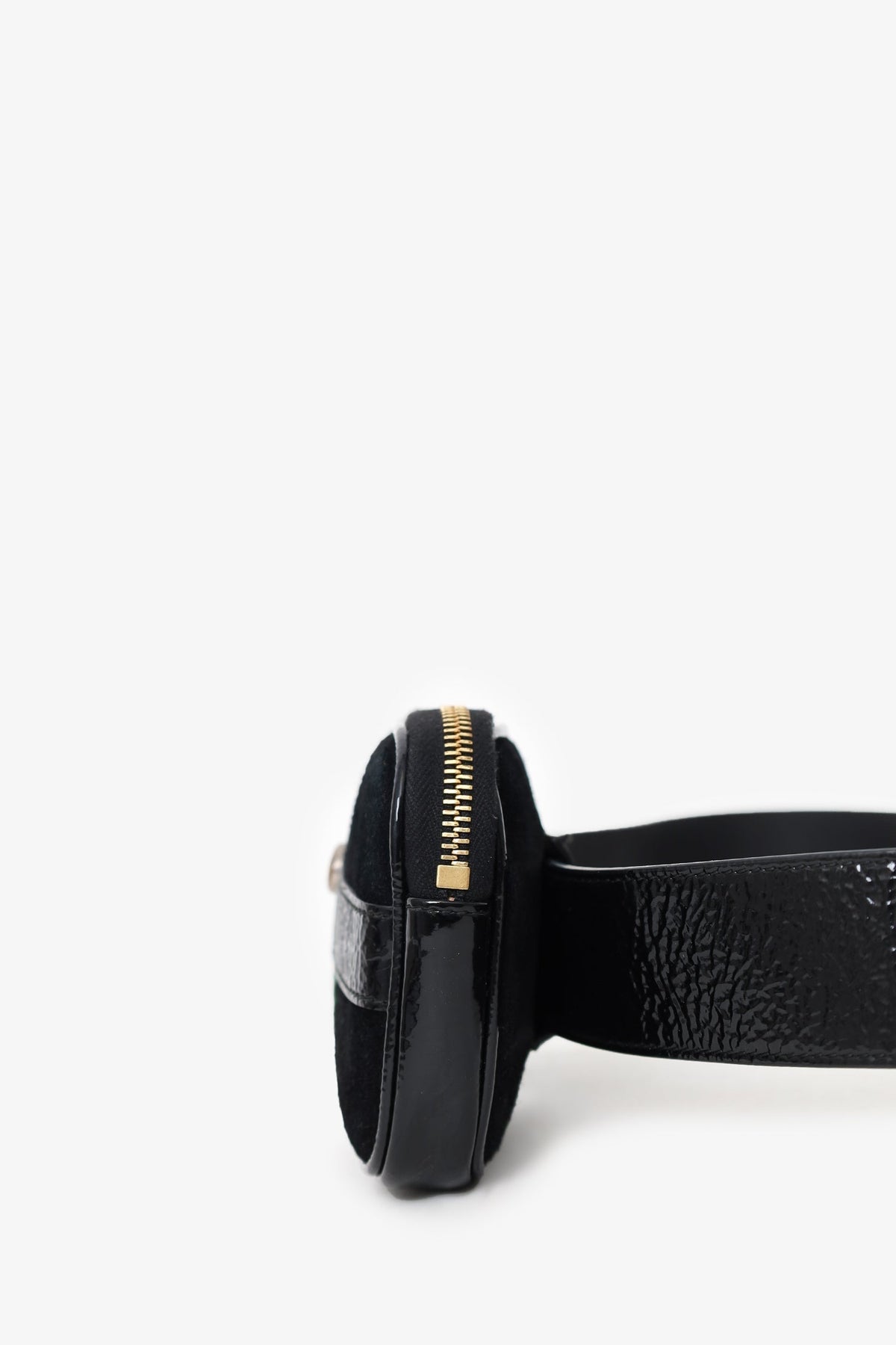 Gucci Black Suede Patent Web Ophidia Belt Bag