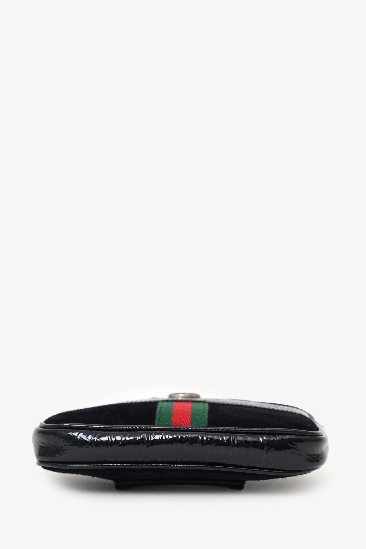 Gucci Black Suede Patent Web Ophidia Belt Bag