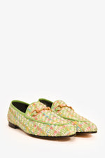 Gucci Green/Multicolour Tweed Horsebit Loafers Size 38