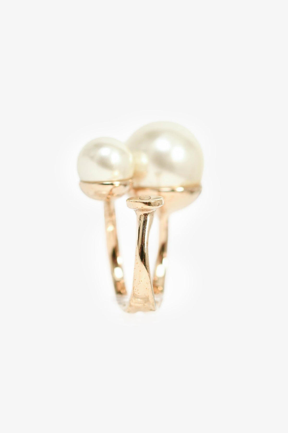 Christian Dior Gold Toned Faux Pearl 'Ultradior' Ring Size 5.5