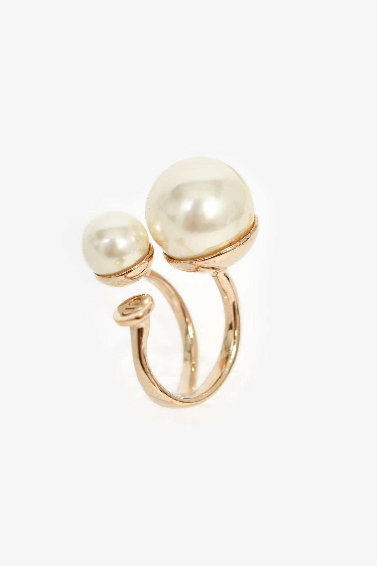 Christian Dior Gold Toned Faux Pearl 'Ultradior' Ring Size 5.5