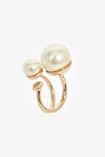 Christian Dior Gold Toned Faux Pearl 'Ultradior' Ring Size 5.5