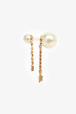 Christian Dior Faux Pearl Single Tribale Earring with Logo/Strap Drop